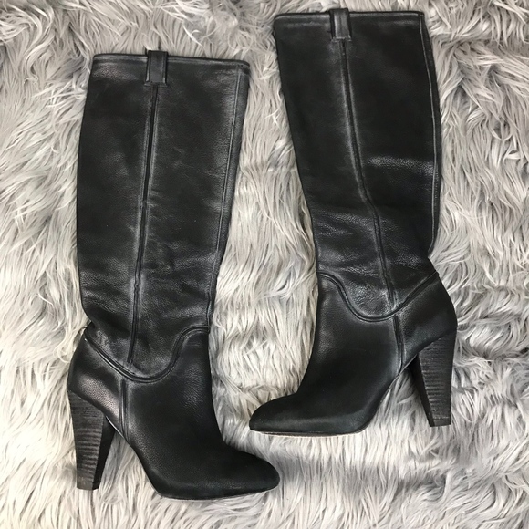 Joie Shoes - Joie Black Distressed Leather Knee High Boots